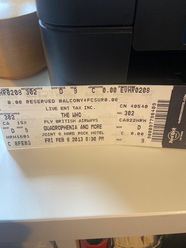 Ticket stub the who las - the, at